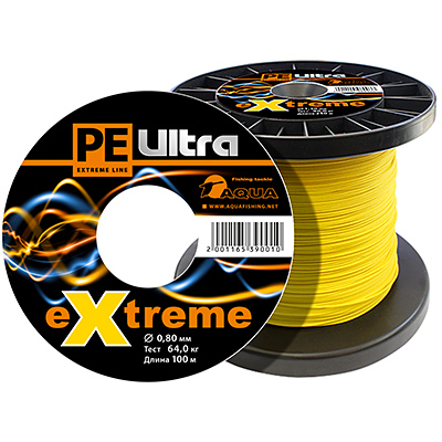 Шнур Плетёный PE ULTRA EXTREME 0.80mm (цвет желтый)  1м
