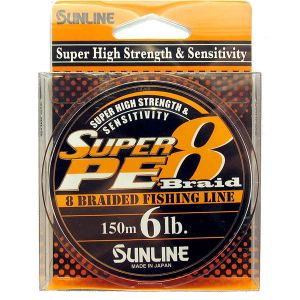 Шнур Плетёный Sunline SUPER PE 8 BRAID 150m (ORANGE) 6LB/3,0 кг/0,128 мм