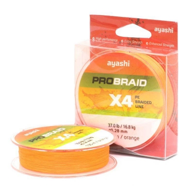 Шнур Плетёный Ayashi Pro Braid - X4 0,23 orange 135m